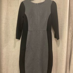 TALBOTS 3/4 SLEEVE BLACK AND GRAY sheath zip back DRESS SIZE 2